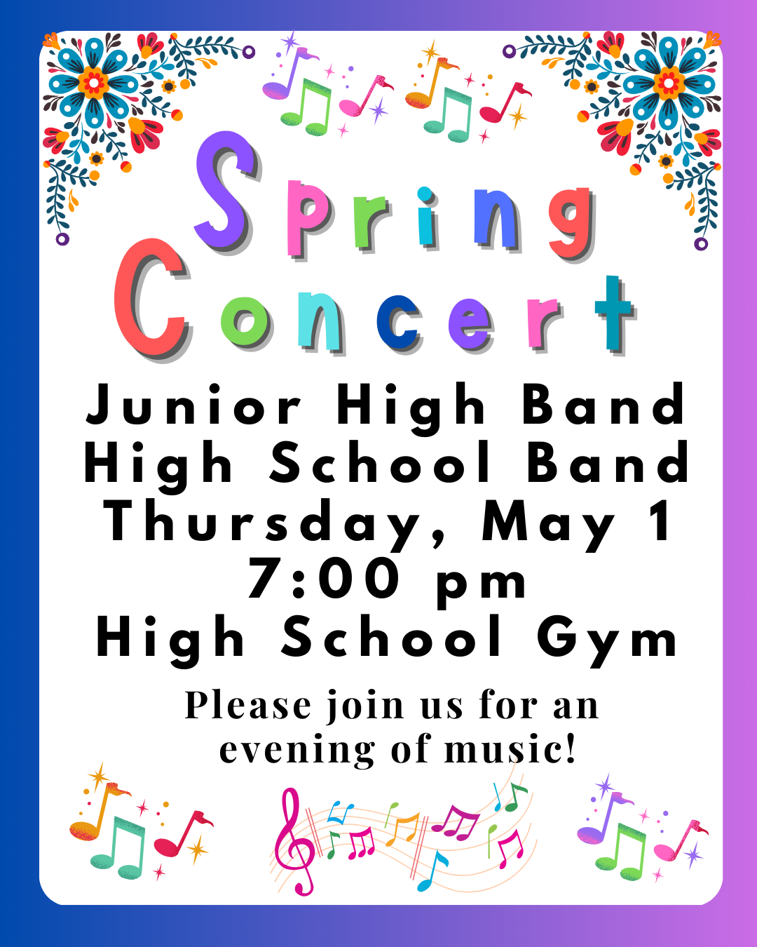 Spring Concert JH and HS Band on May 1, 2025