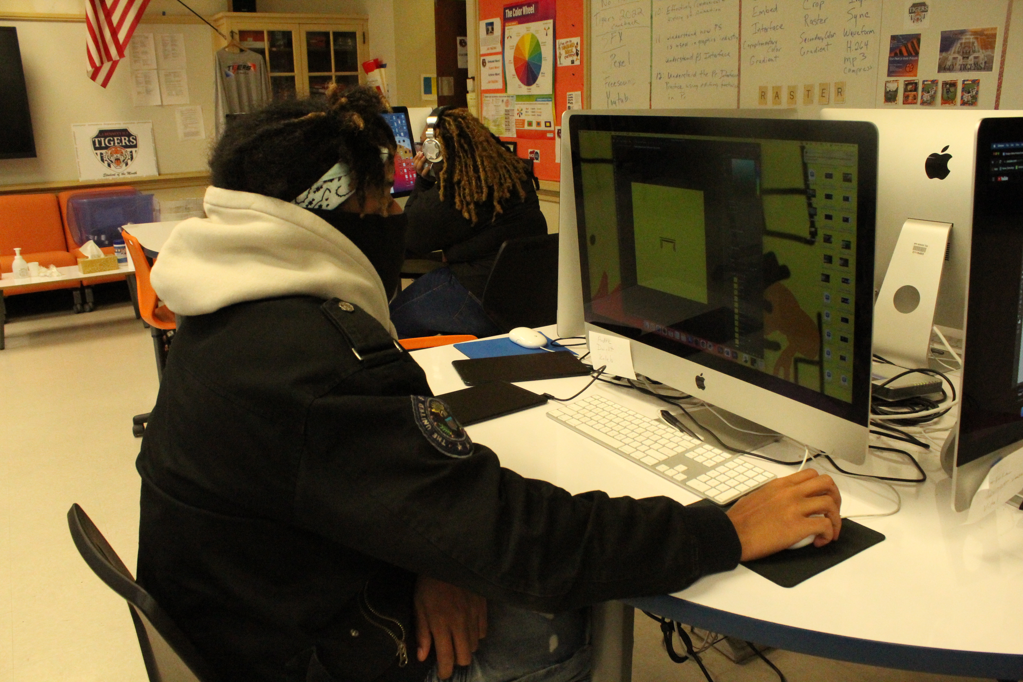 student on computer