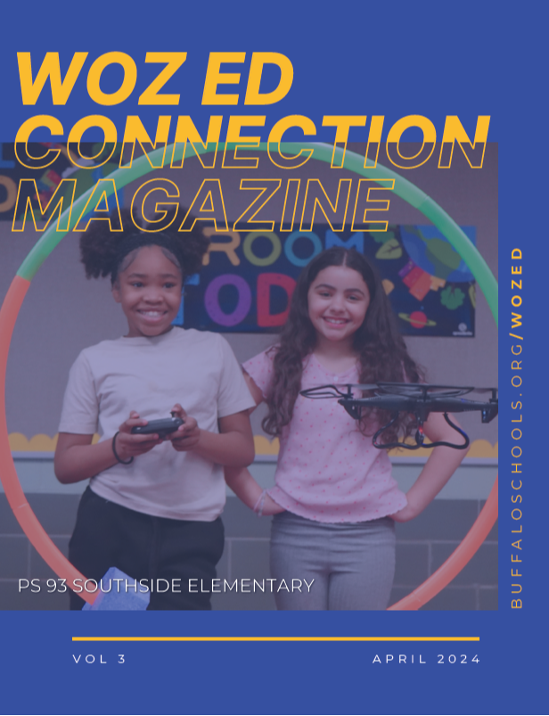 WozEd Connection Magazine April 2024 Cover Image Two Girls Flying a Drone Through a Hoop