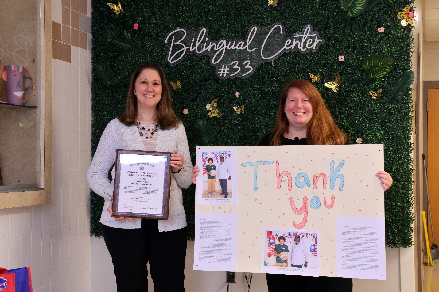 Claudine Picado and Elizabet Porterfield thanking veterans