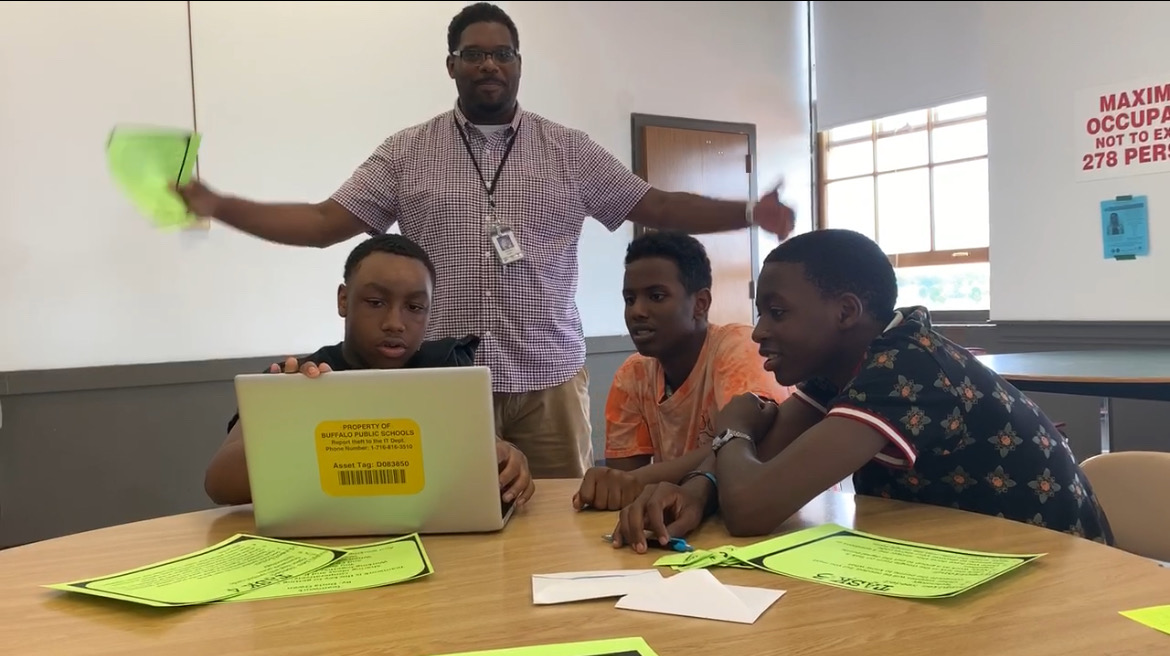 Sterling South working with students