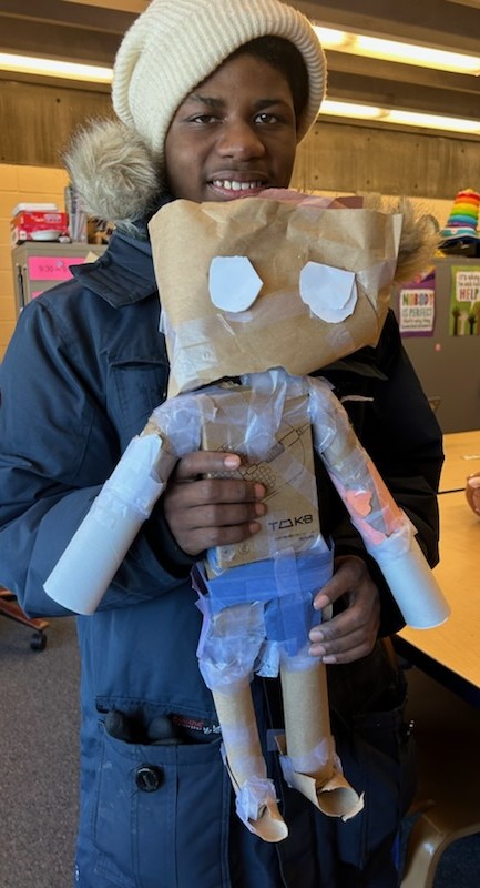 Jeremiah with cardboard anime character
