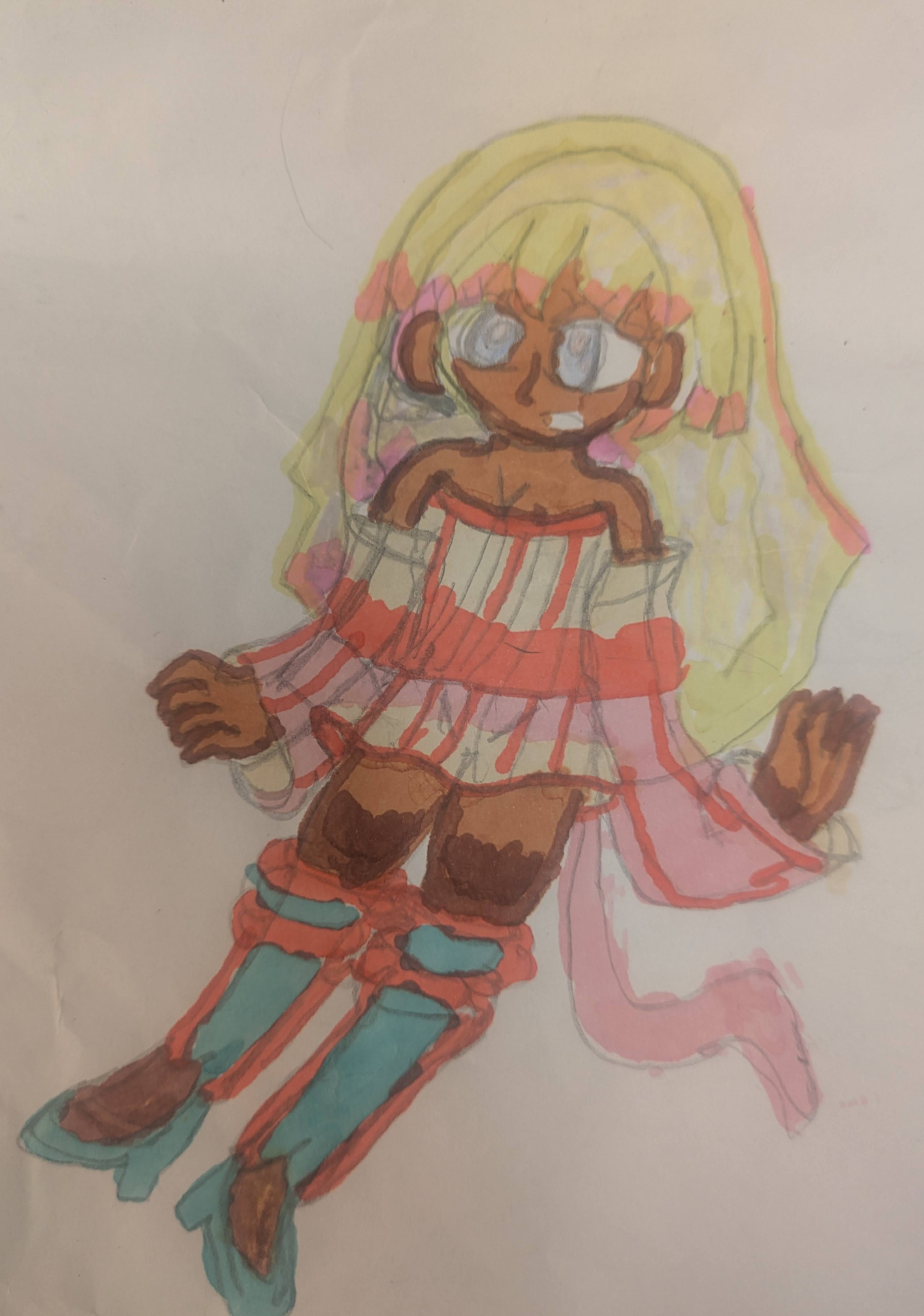 Anime girl in pink dress