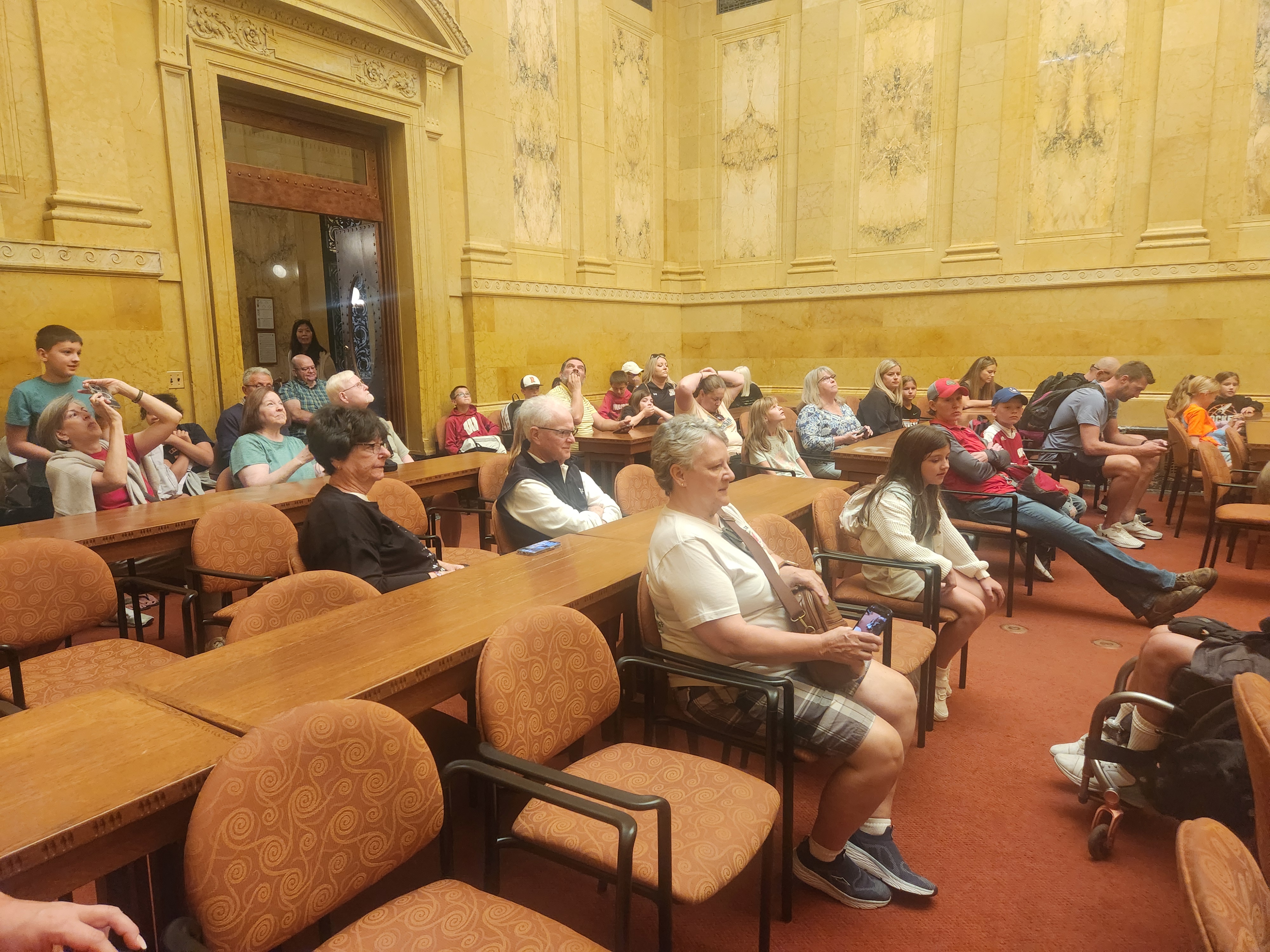 Students in a court room during a Madison field trip