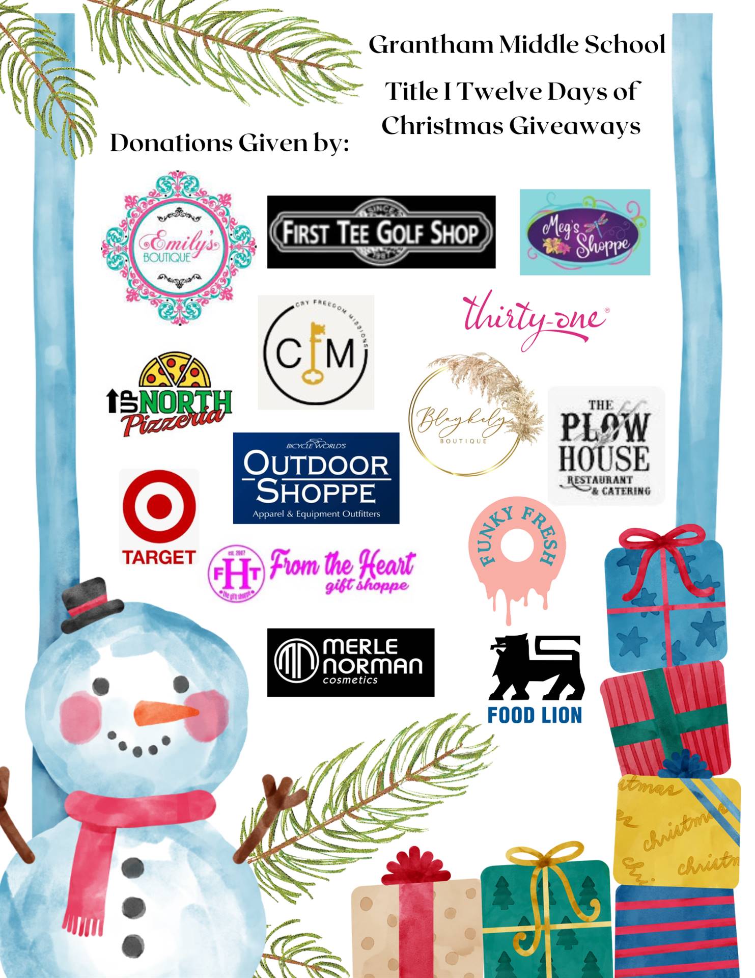 thank you to our title 1 sponsors these local businesses showed their generosity during the holiday season the grantham bulldogs are very appreciative of their support