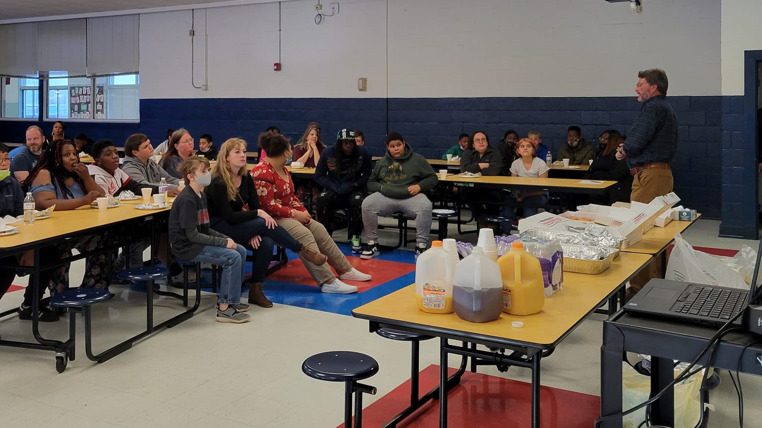 students in a cafeteria