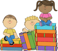 cartoon of students sitting on books