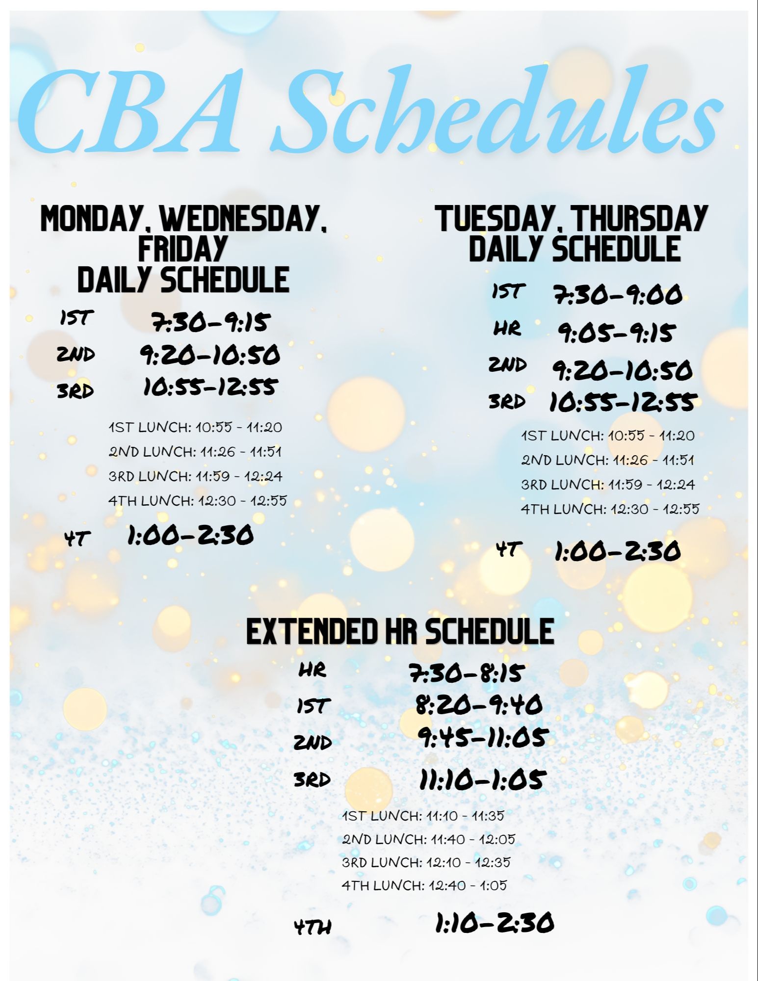 cba bell schedule for 2026-2027 school year