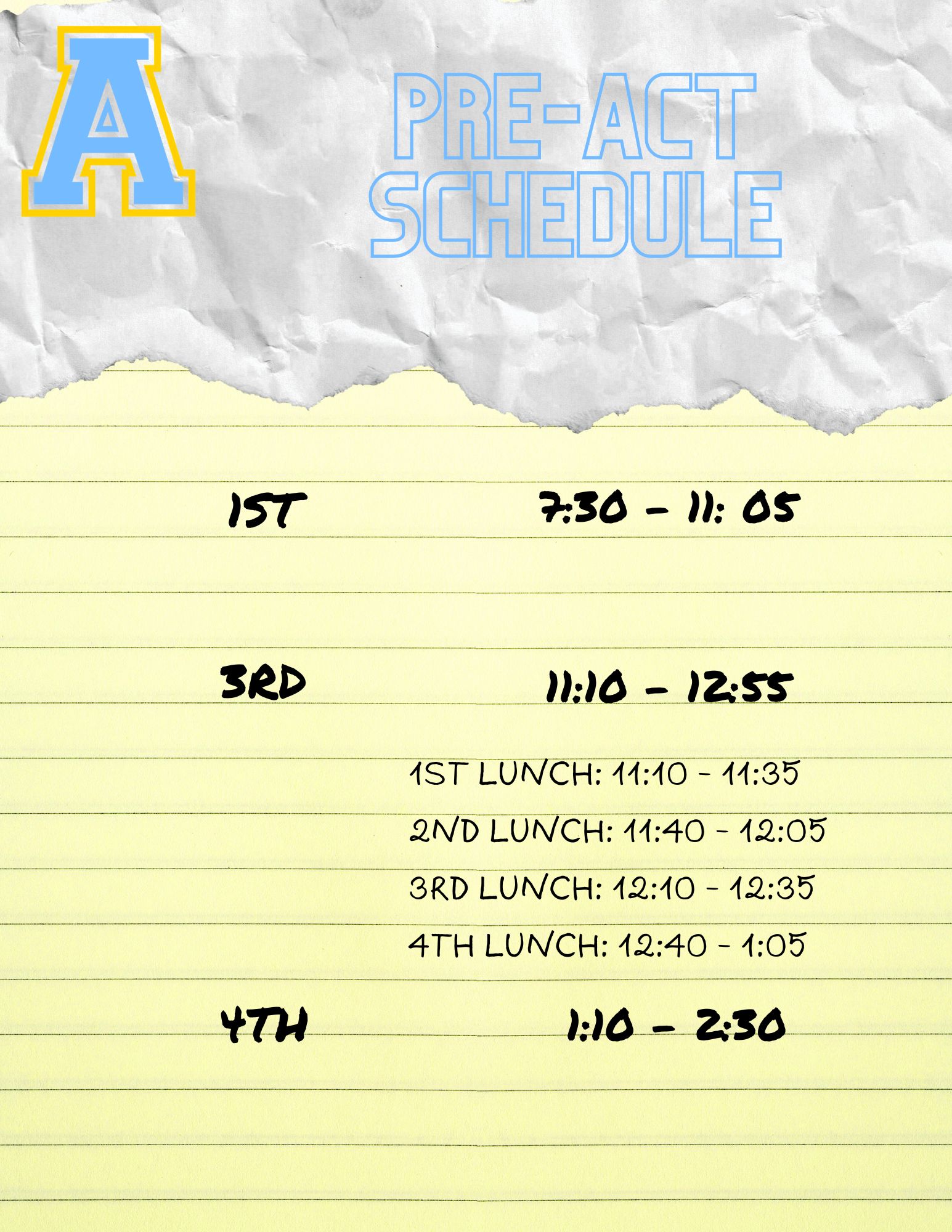 Pre-ACT Schedule
