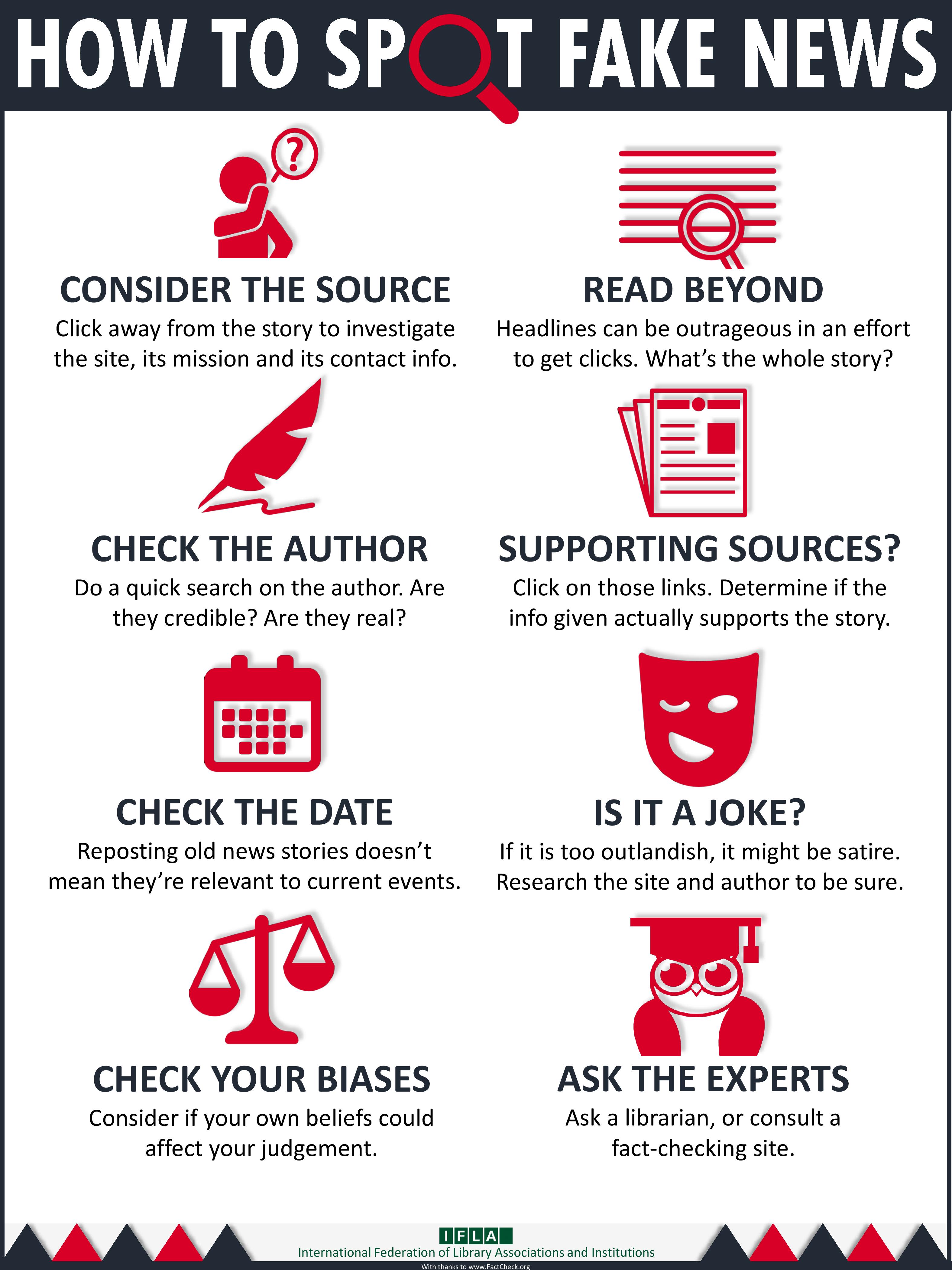 how to spot fake news graphic
