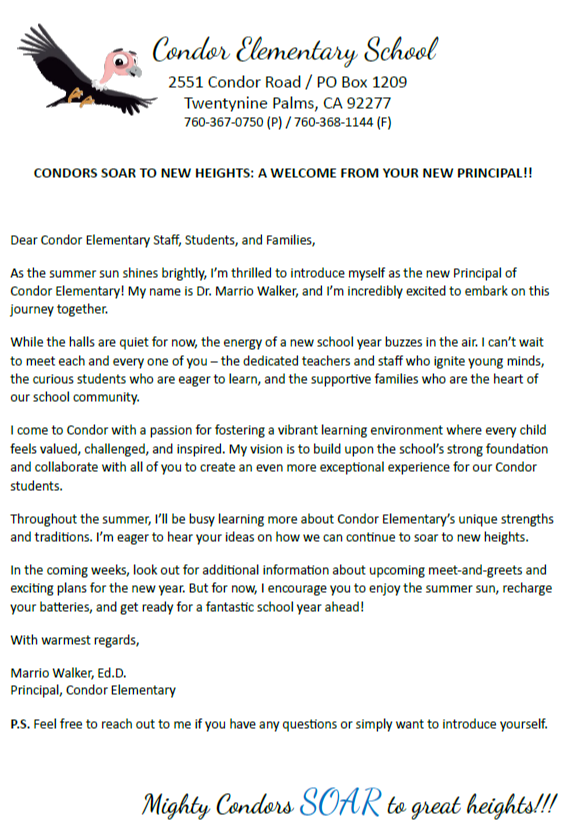 Welcome Letter From Our Principal