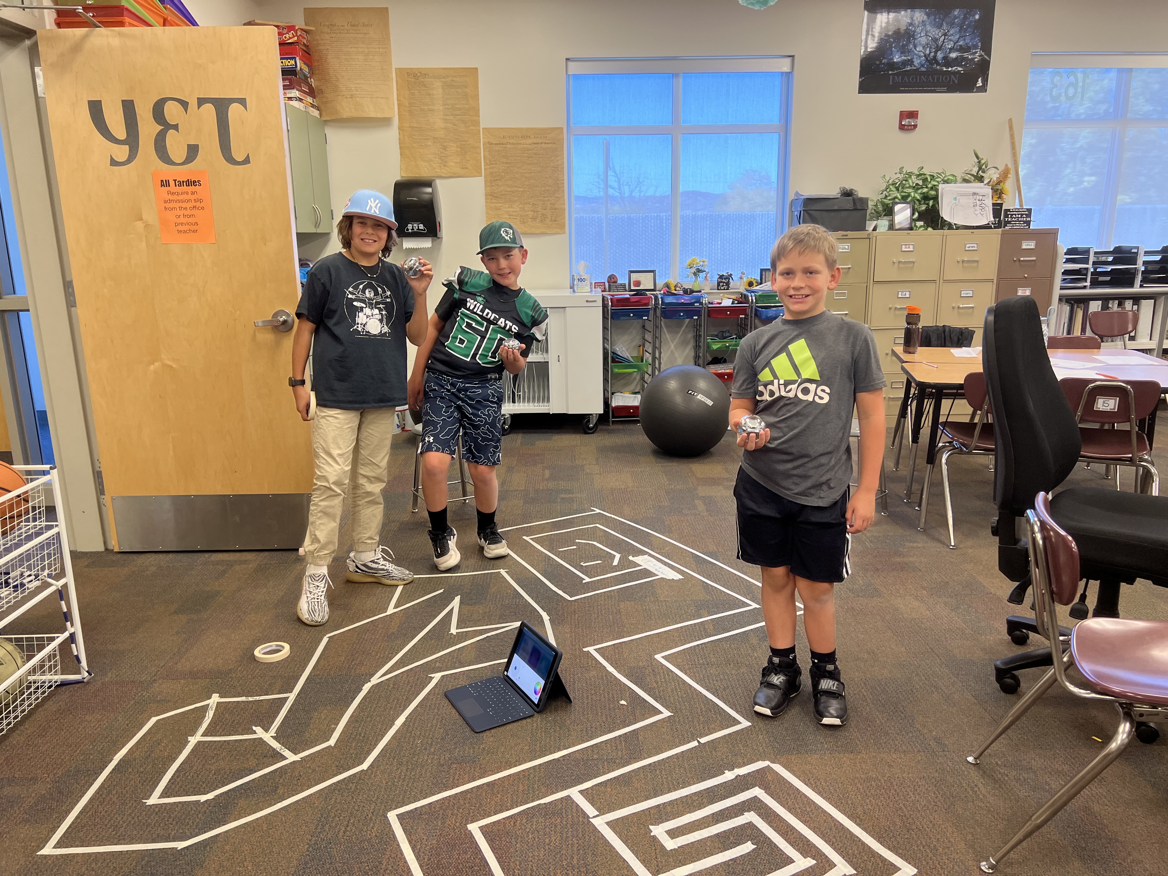 Students created an obstacle course and coded a robot to move through it  in South Summit Middle Schoo;.
