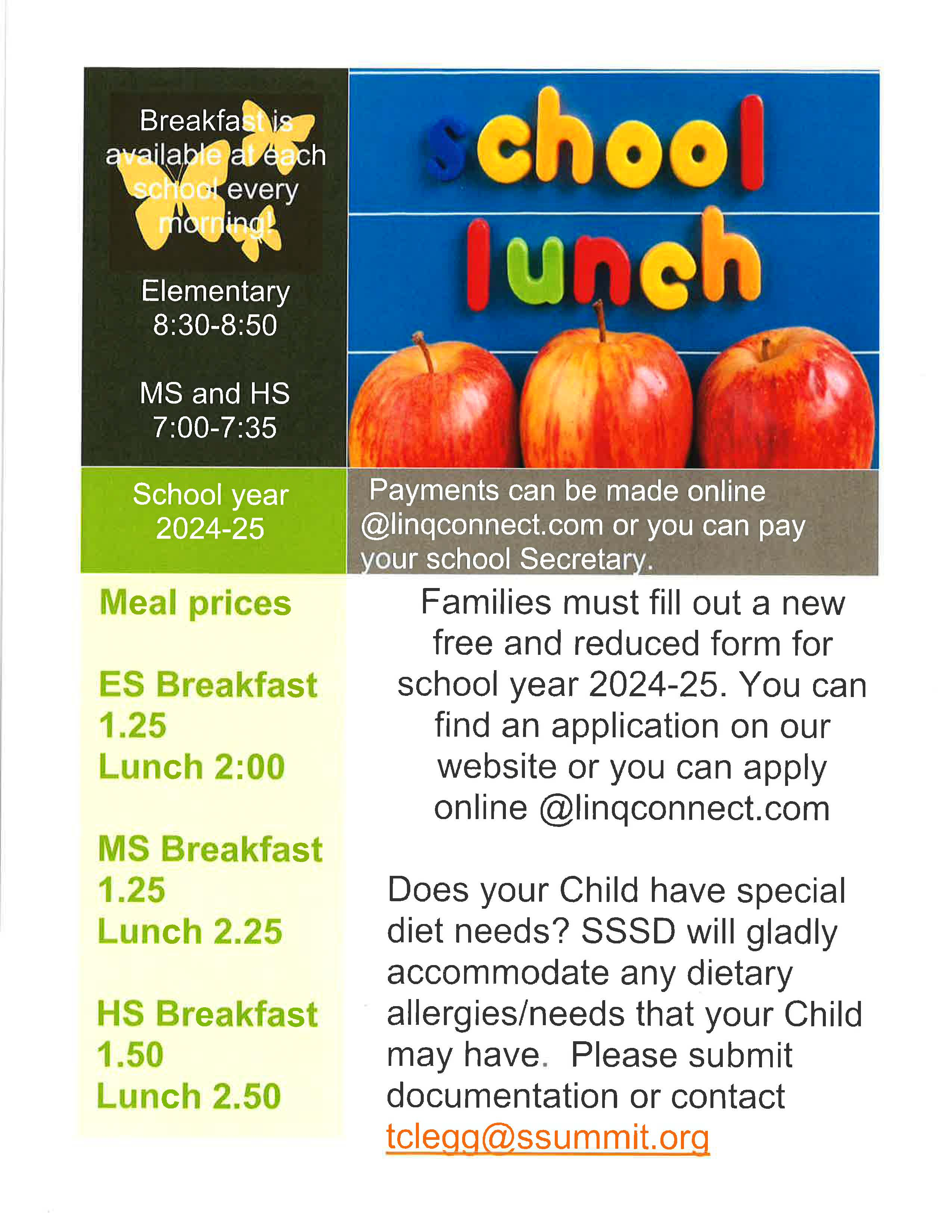 school meals newsletter