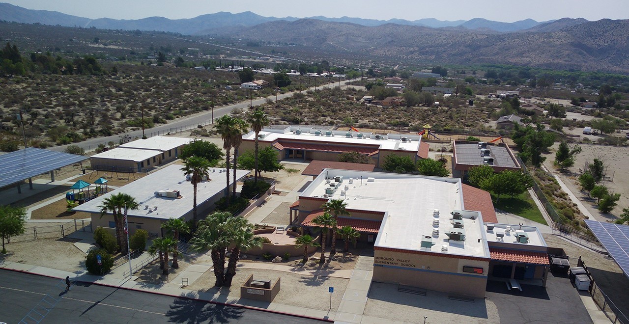 an aerial view of the school
