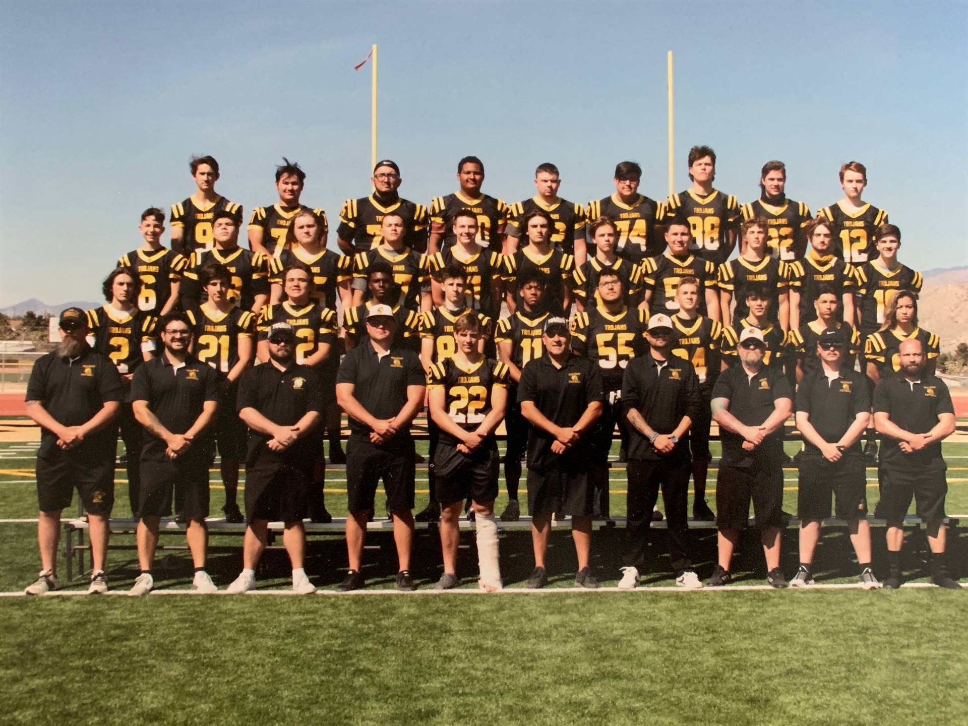 Football players posing for a team photo