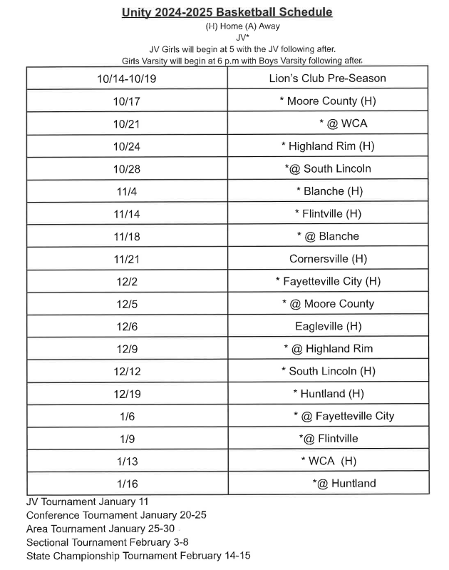 24-25 Basketball Schedule