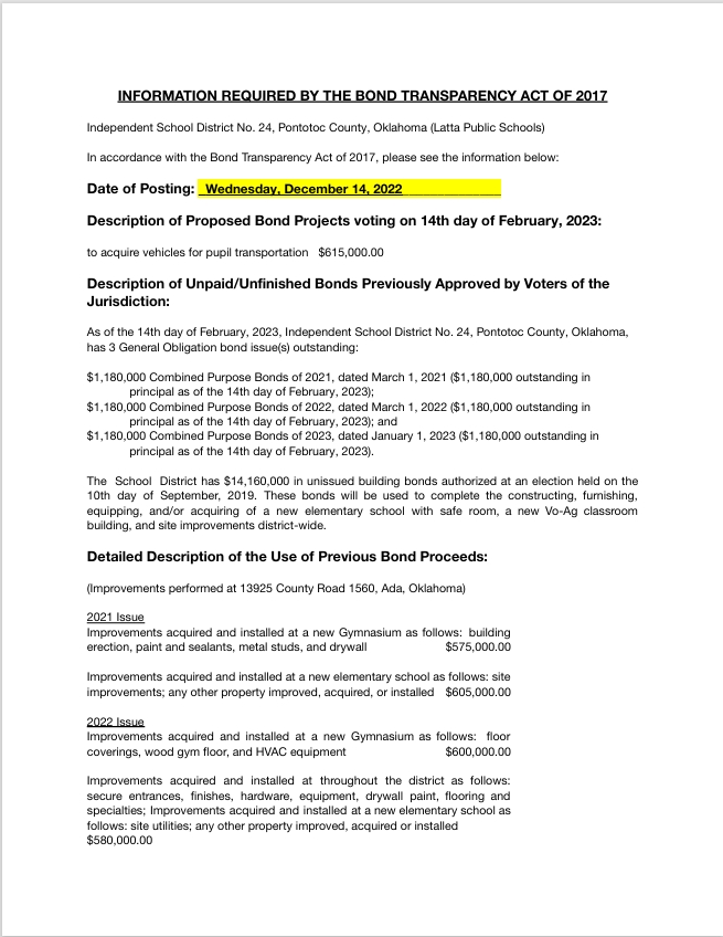 Bond Transparency Act.