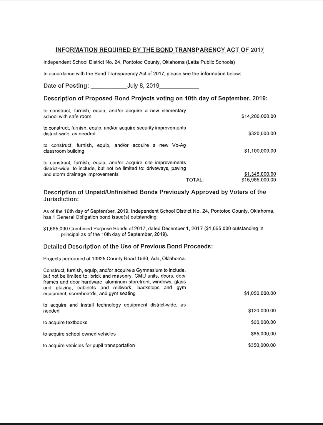 Bond Transparency Act.