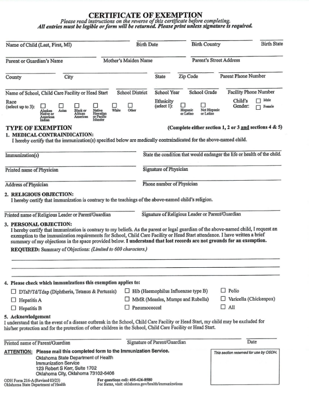 Immunization Exemptions