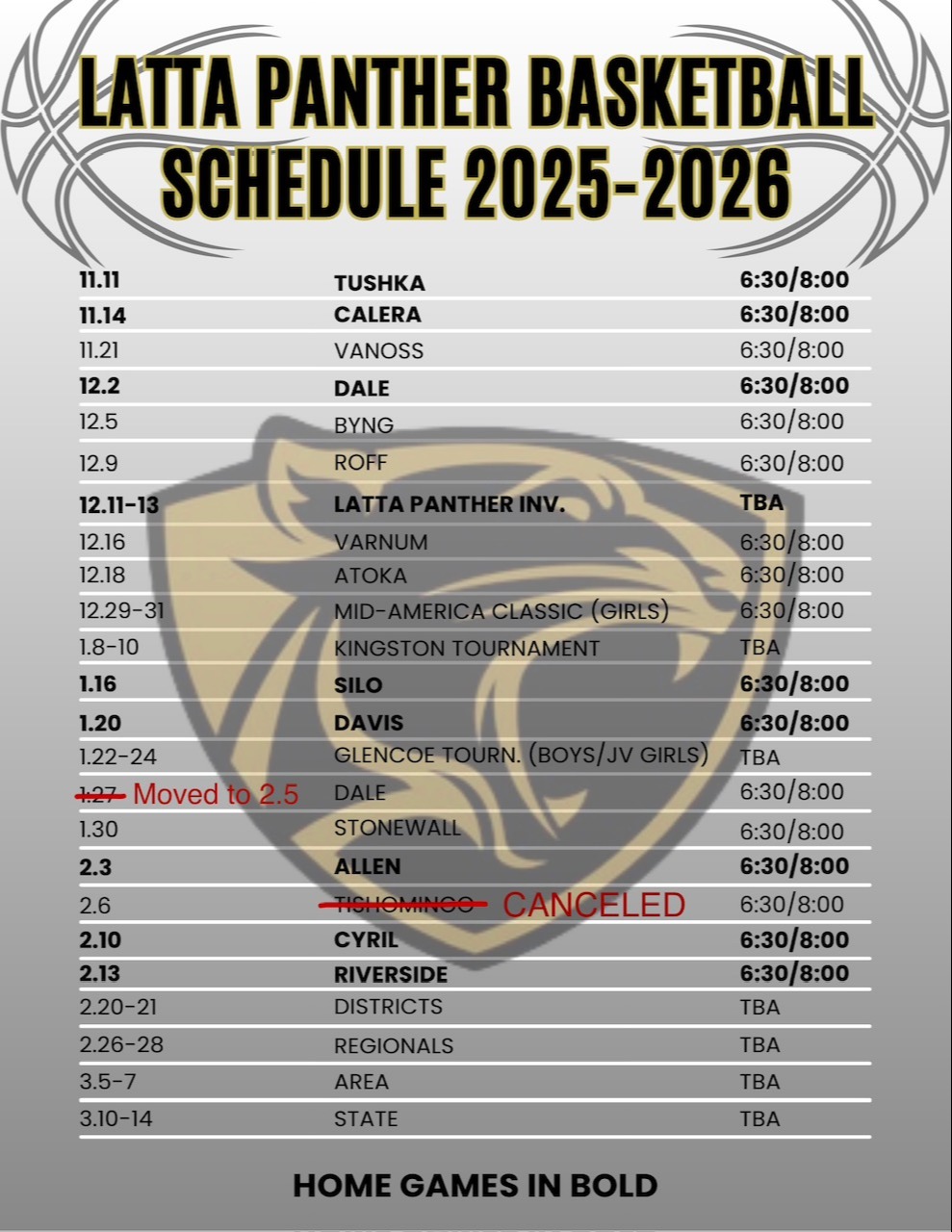 Basketball Schedule