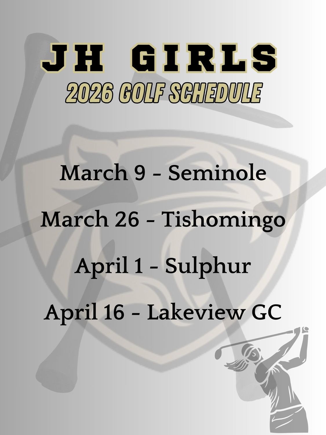 JH Girls Golf Schedule