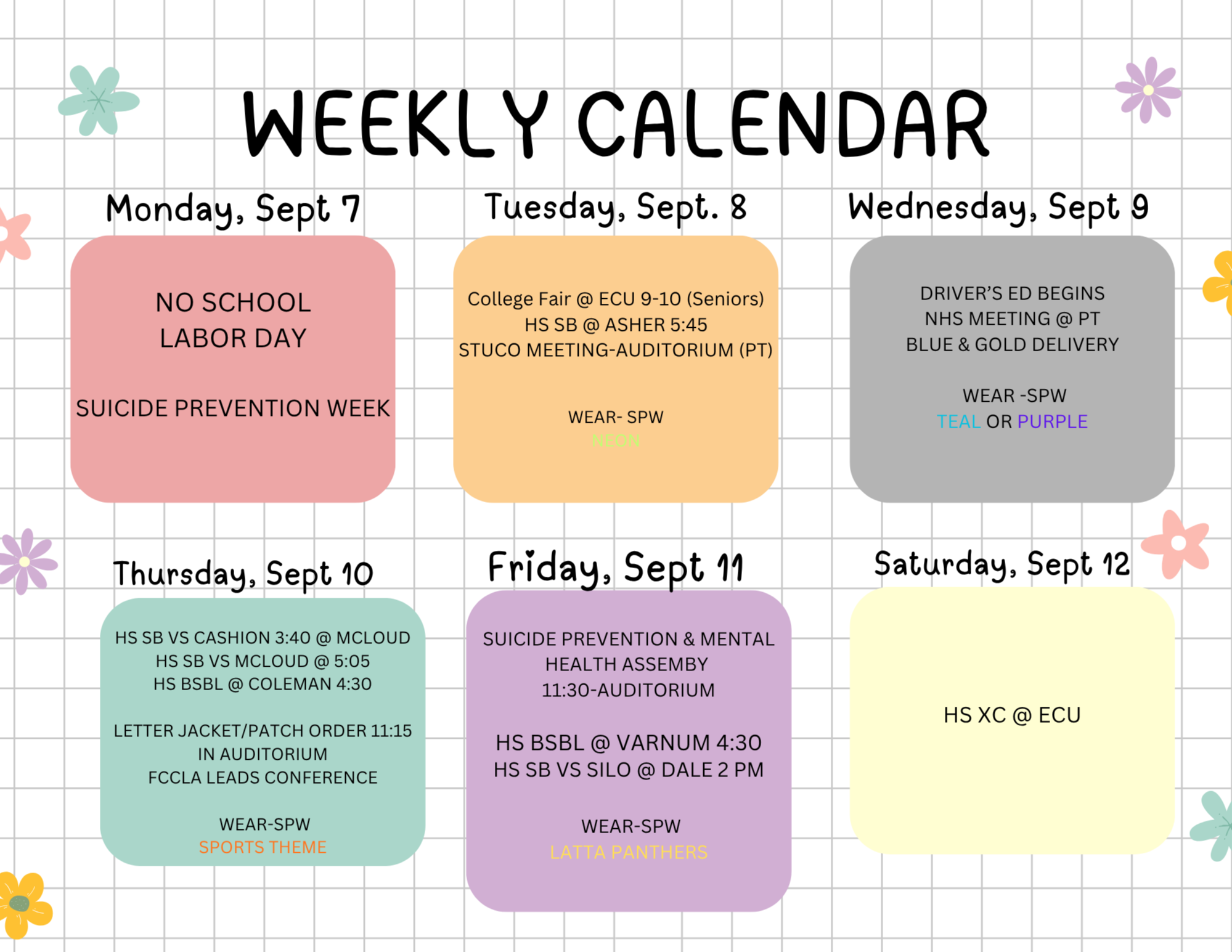 Weekly Calendar