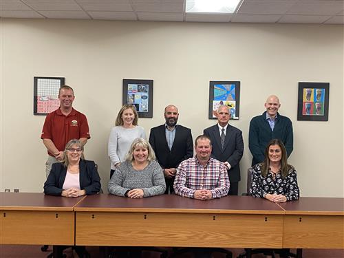 Standing left to right:  Mr. Darren Grumbine, Mrs. Heather Hostetter,Mr. Christopher Sirriannia, Mr. Gordon Waldhausen, Mr. Geoffrey Roche. Seated from left to right:  Dr. Kathy Blouch, Mrs. Cynthia Eby, President, Mr. Brent Copenhaver, Vice President, Mrs. Colleen Shay  