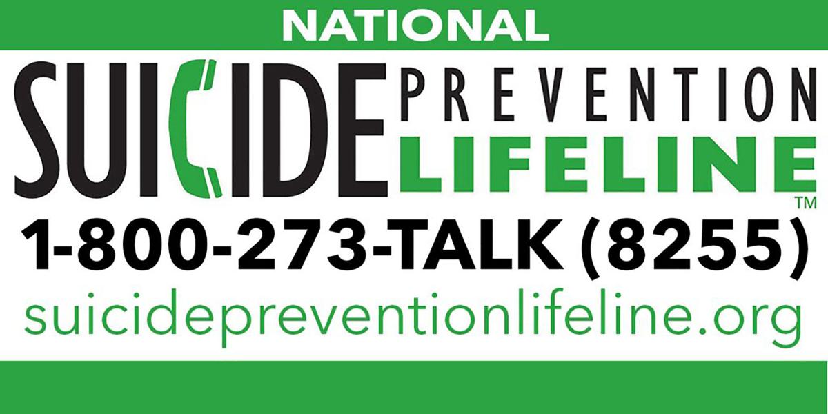 Suicide Prevention Lifeline: 1-800-273-8255