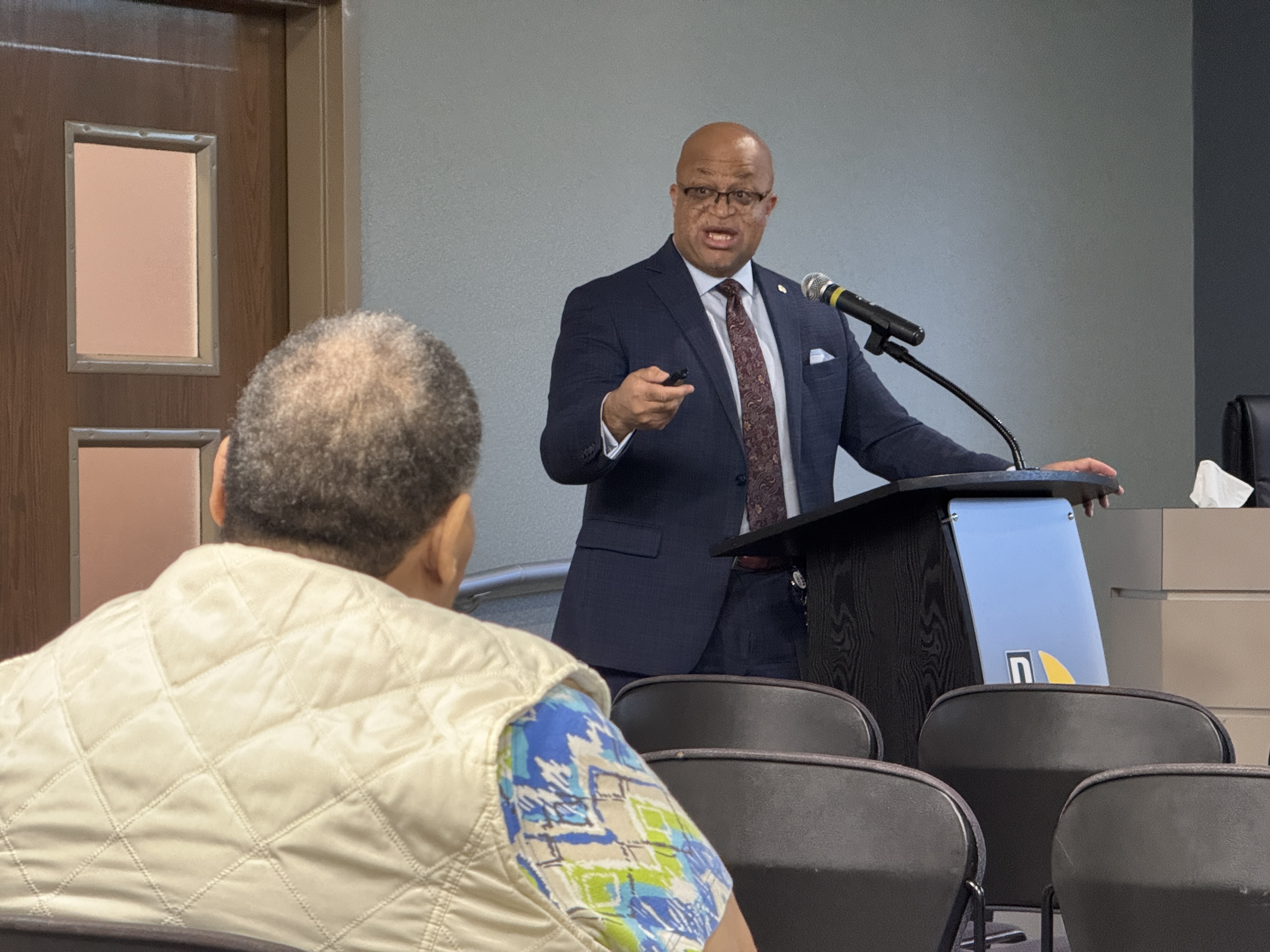 Kenneth Dyer speaking to consitituents