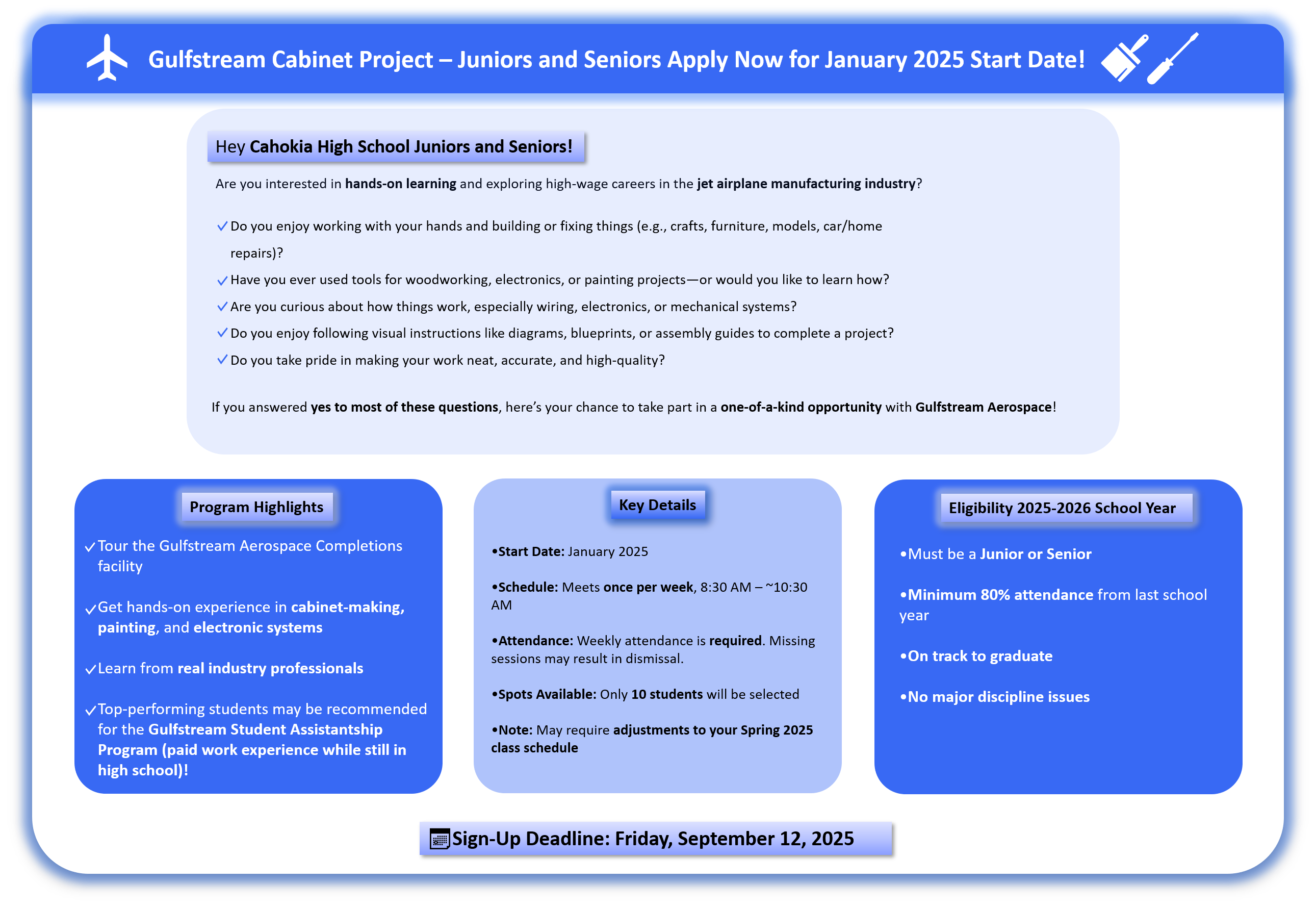 Gulfstream Cabinet Project Juniors and Seniors
