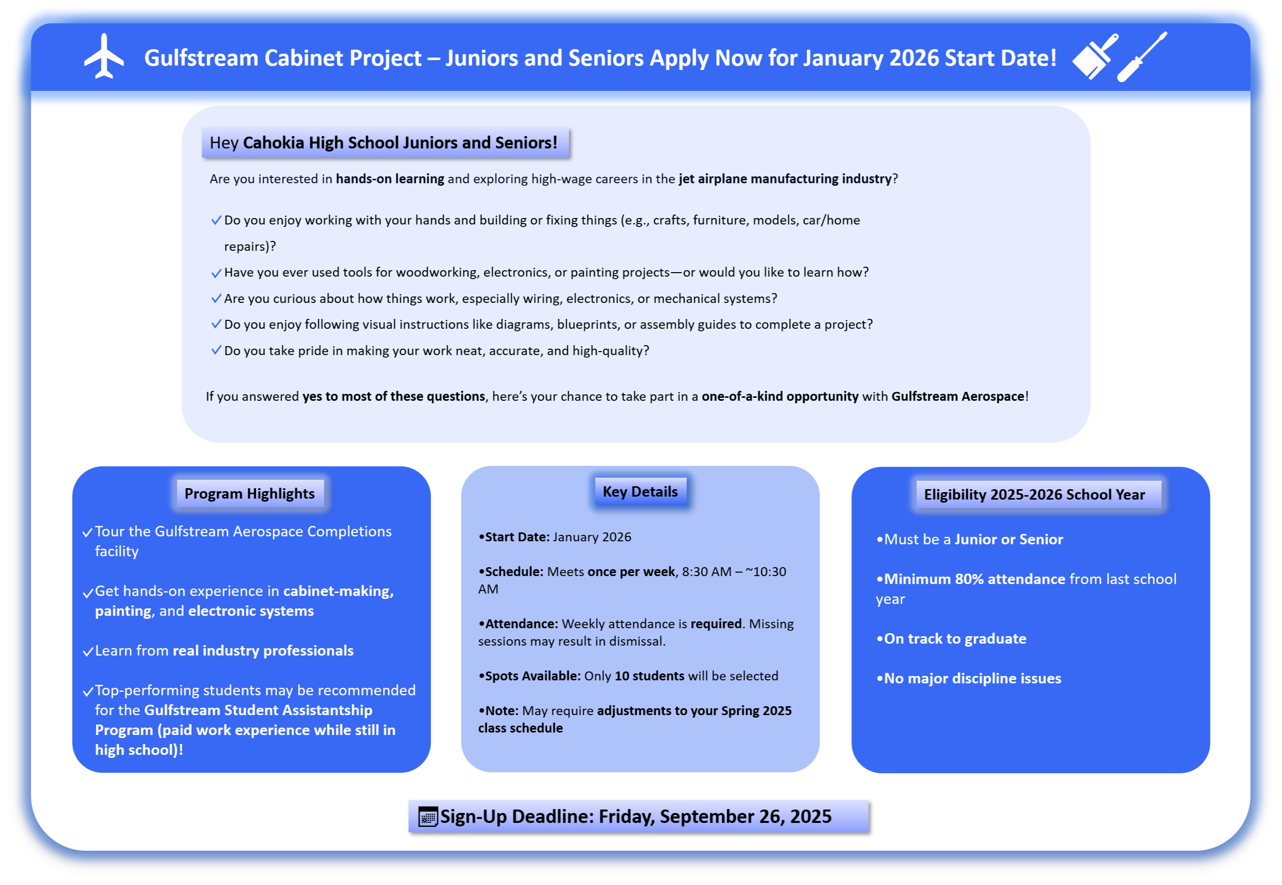 Gulfstream Cabinet Project Juniors and Seniors