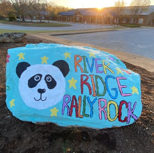 spirit rock decorated in front of the school