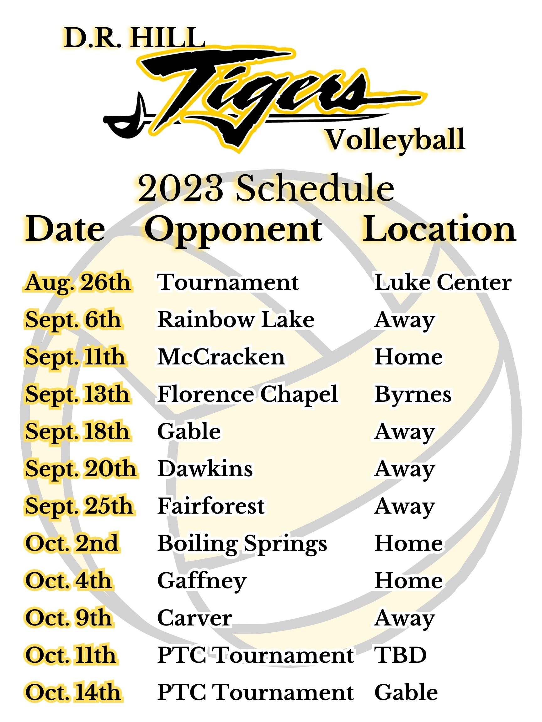 2023 Volleyball schedule
