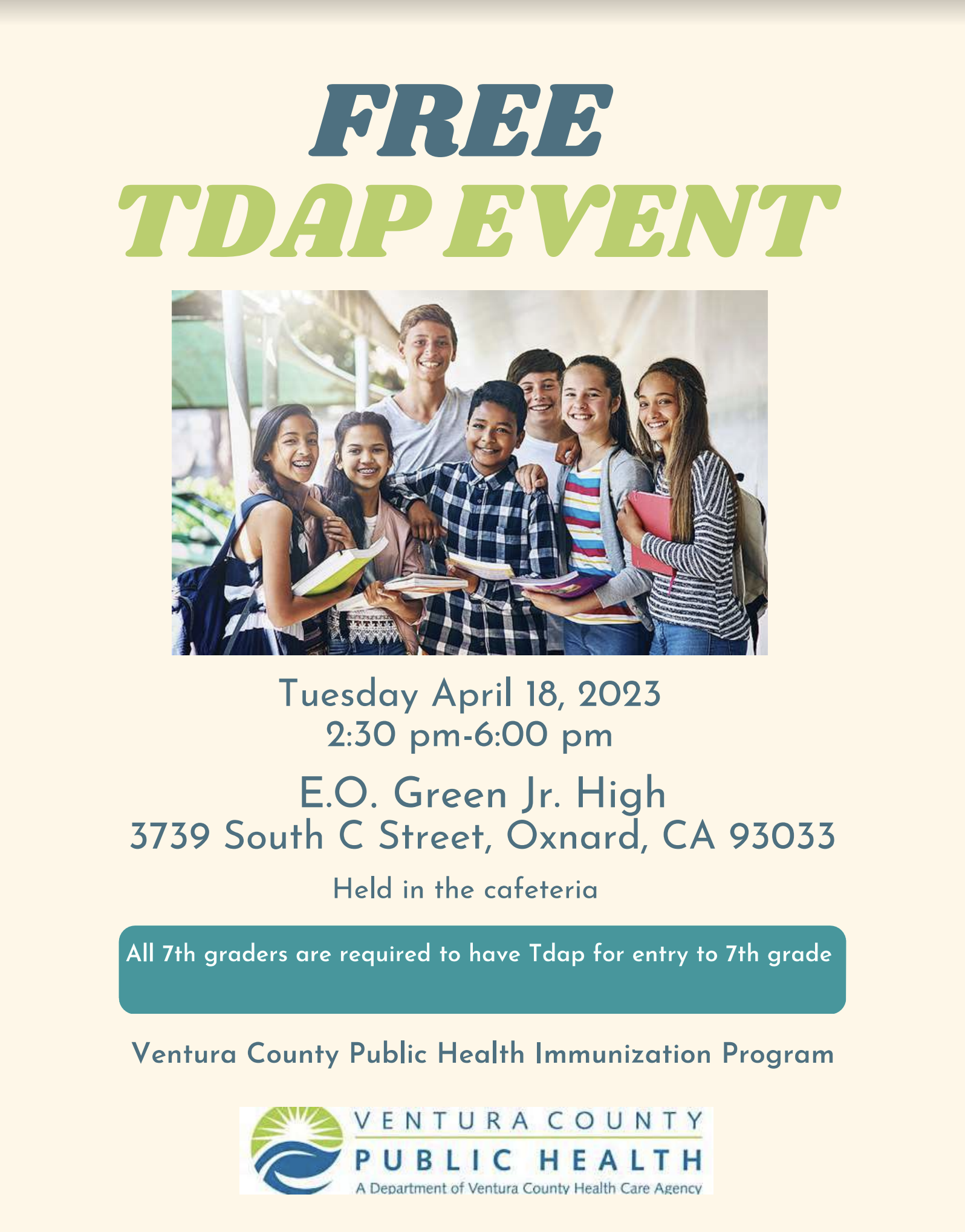Free Tdap Event