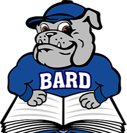 Richard Bard bulldog reading an open book
