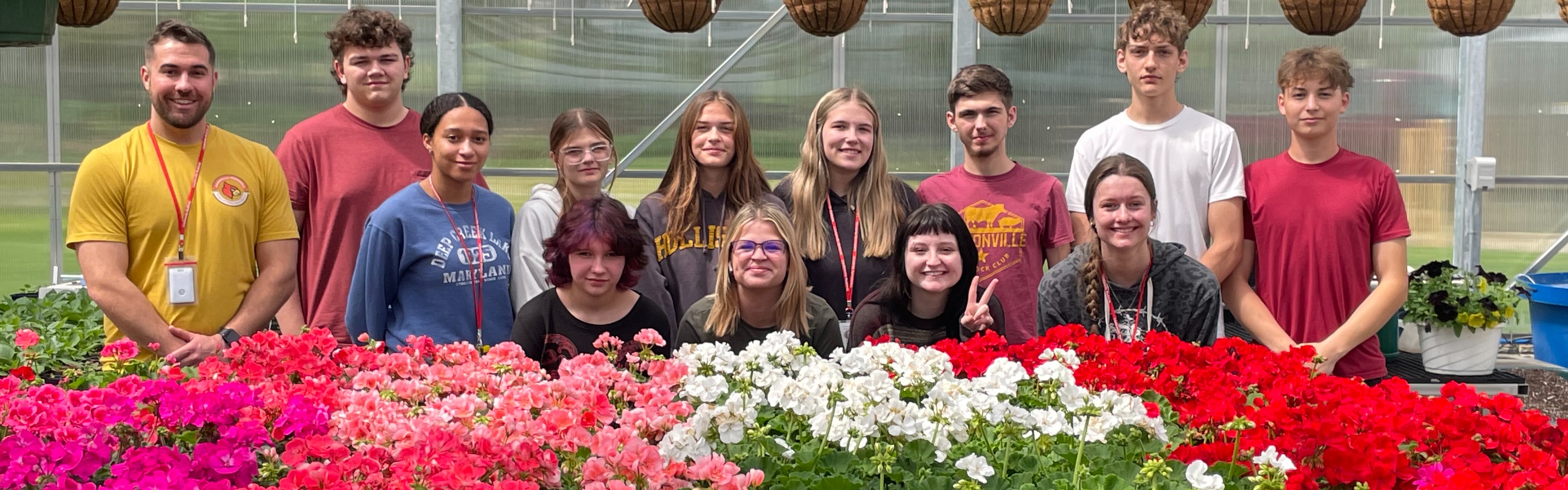 Greenhouse Students Displaying Their Flowers For Sale