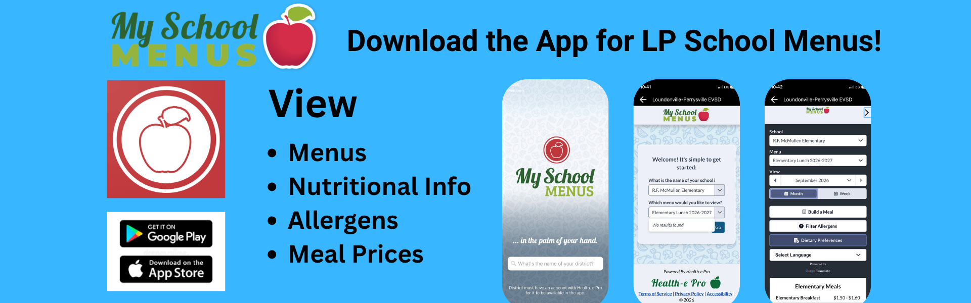 My School Menu Information