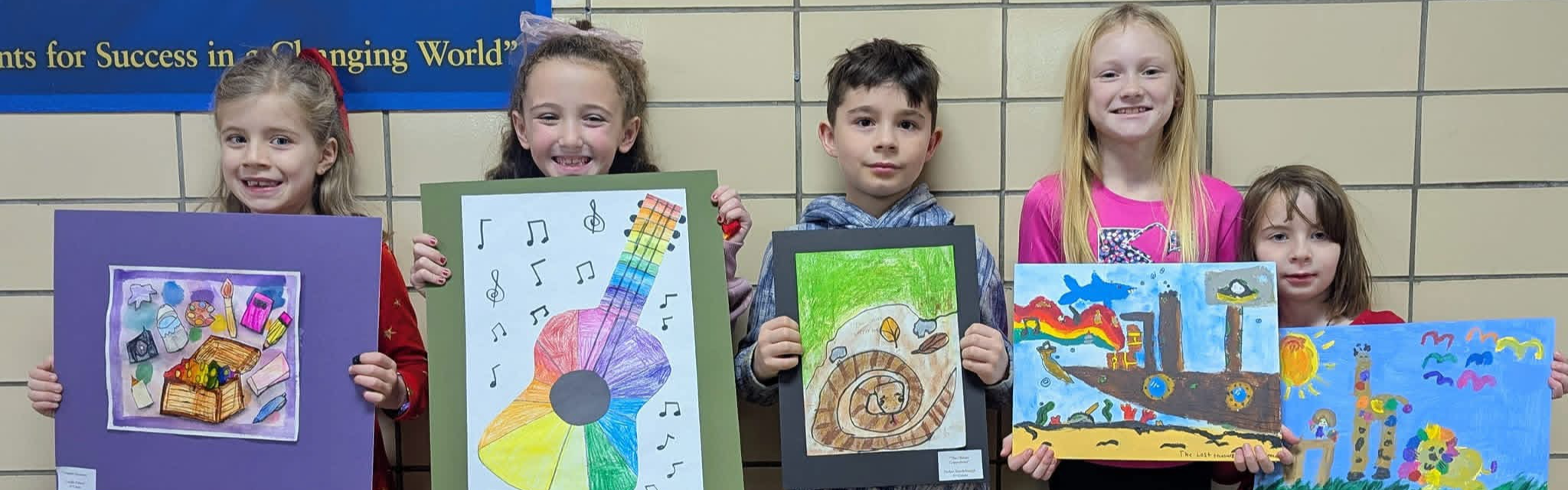 McMullen art students displaying their projects.