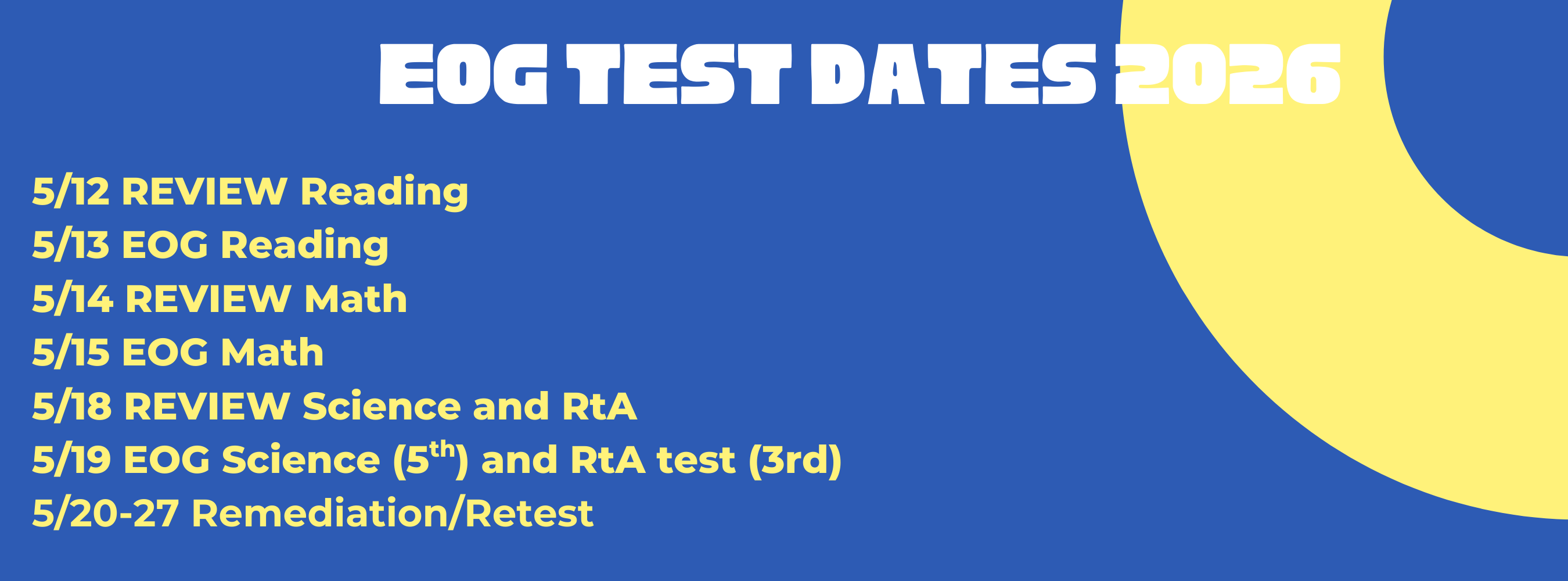 EOG Test dates 2026