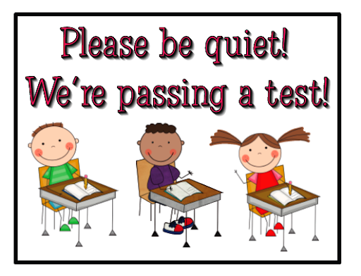 Please be quiet! We're passing a test! Kids drawing
