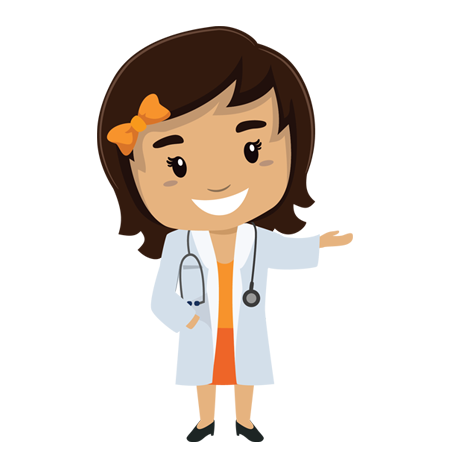 Cartoon character of young female doctor