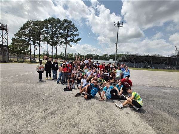 a group in a parking lot