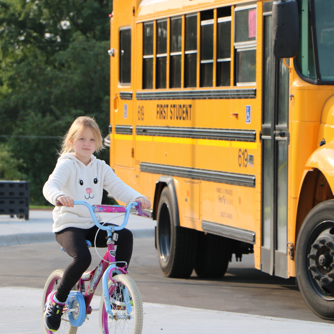 Student biking to school