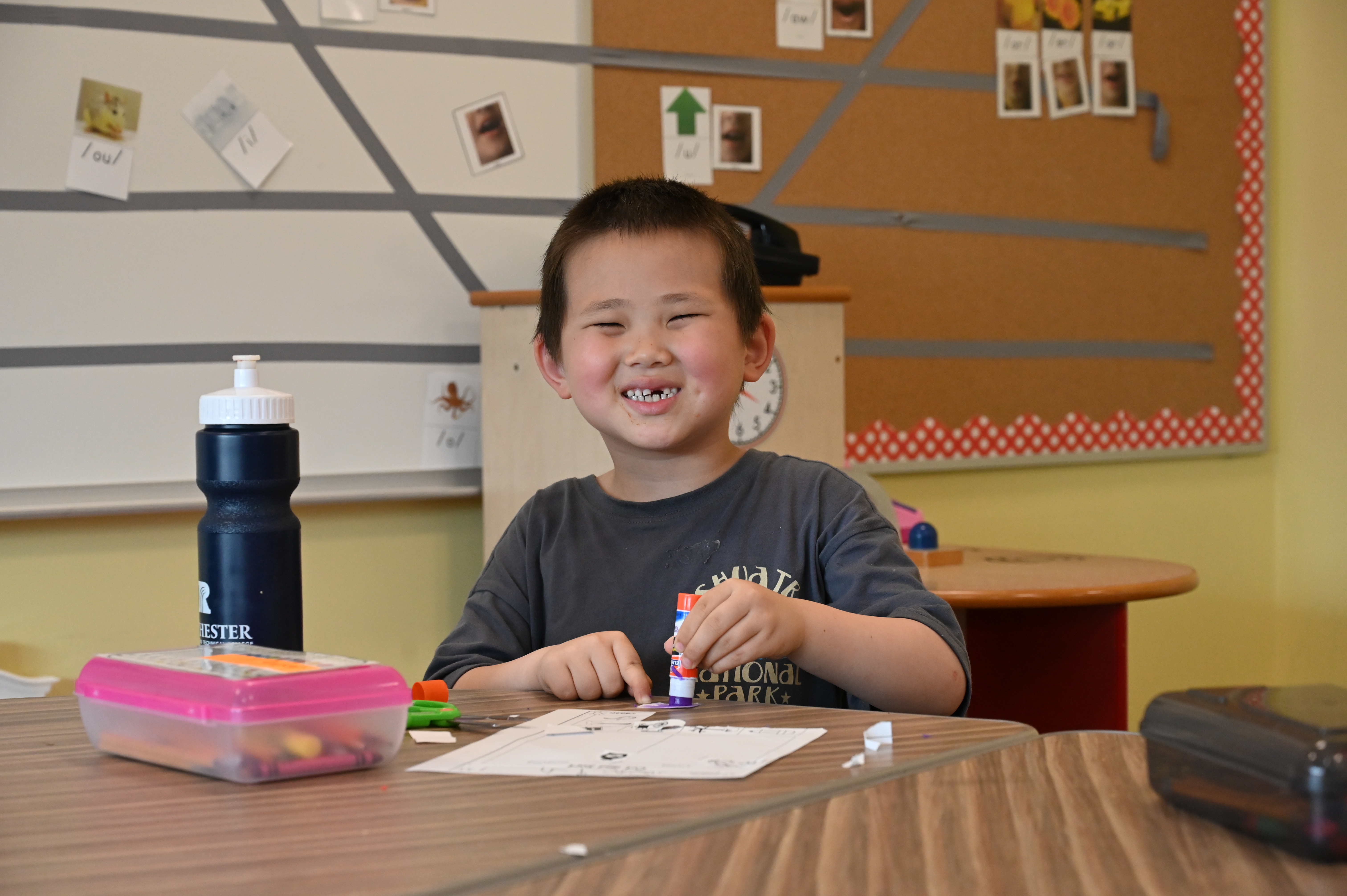 Bishop student making crafts