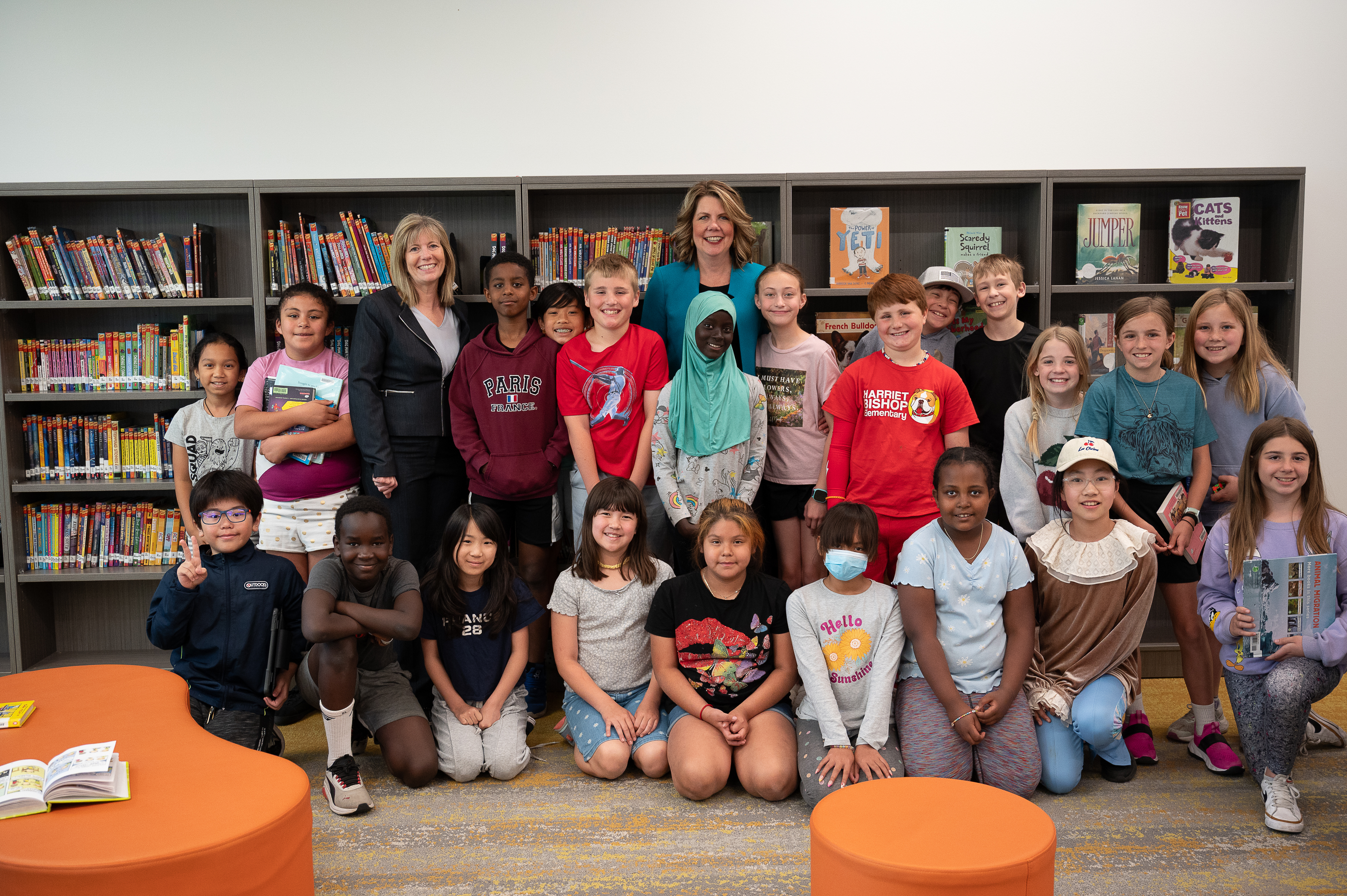 Bishop Students and Principals in the Library