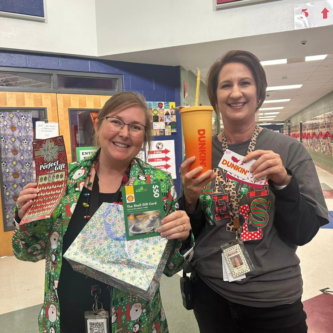 Photo of two teachers with gifts