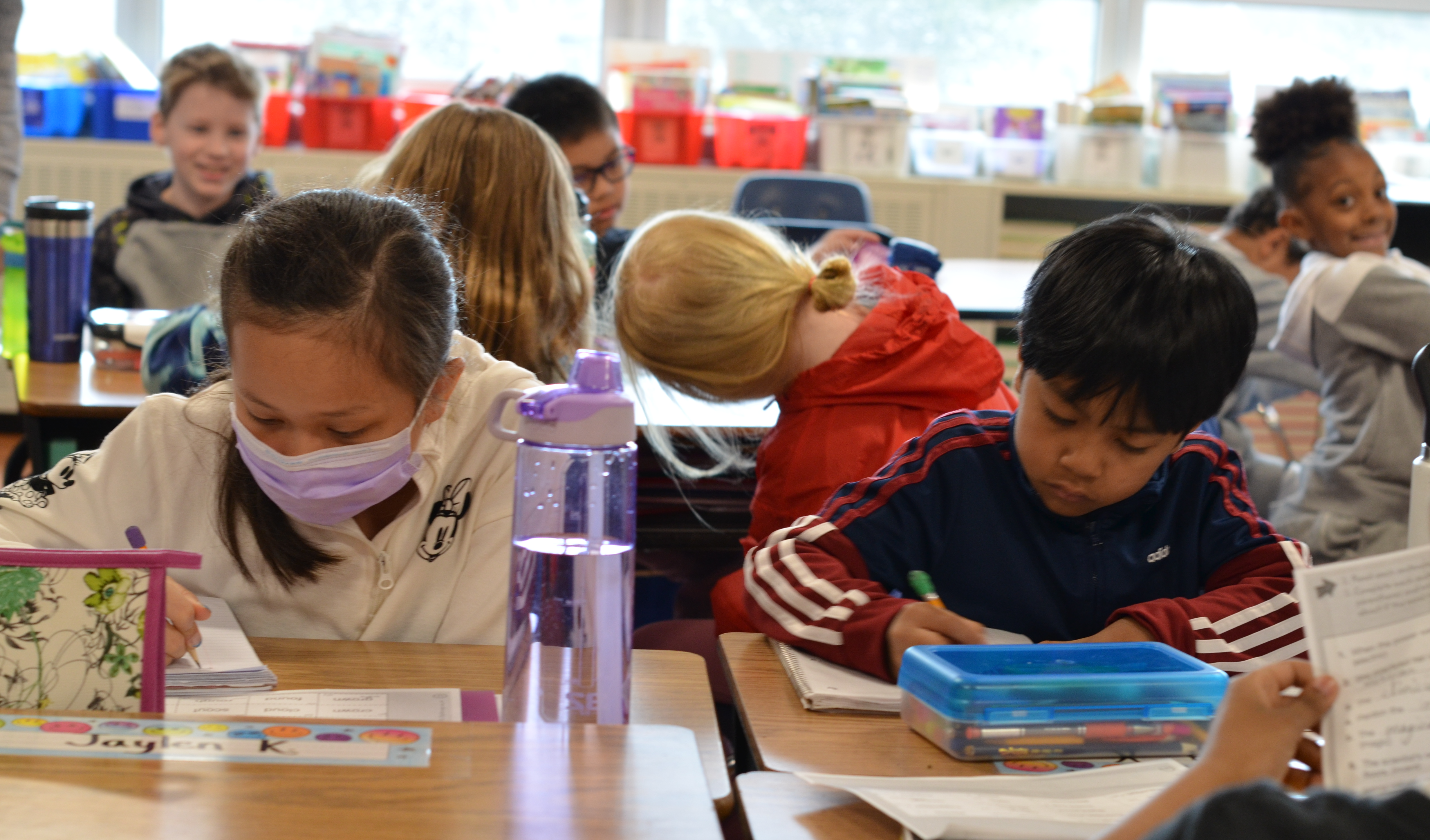 students doing school work