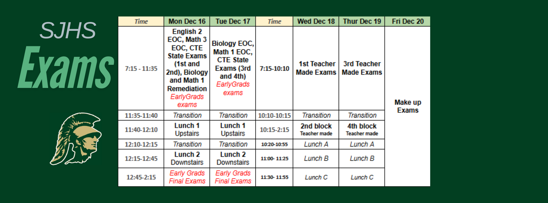 SJHS EXAMS FALL 24