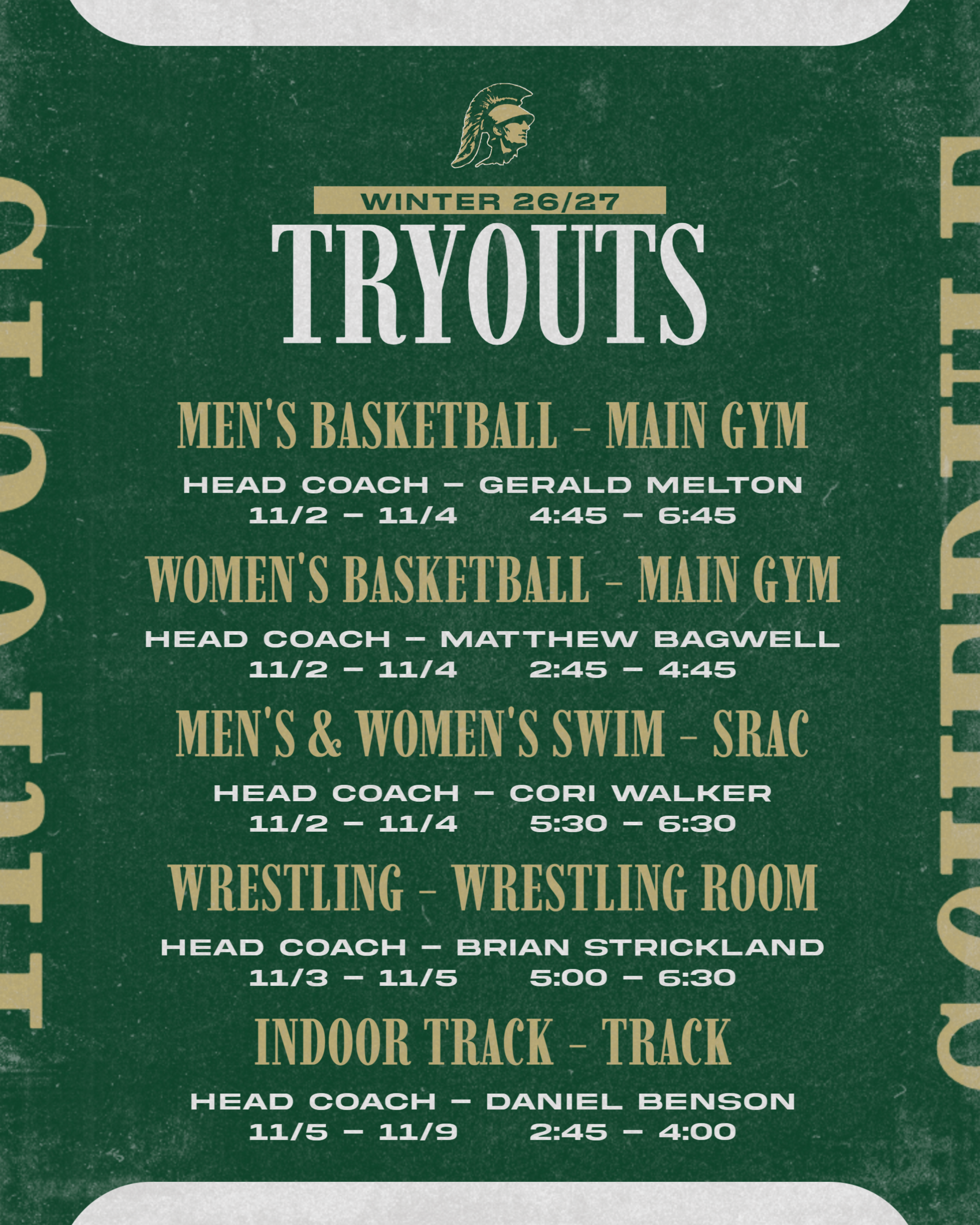 2026 2027 Winter Tryout Schedule