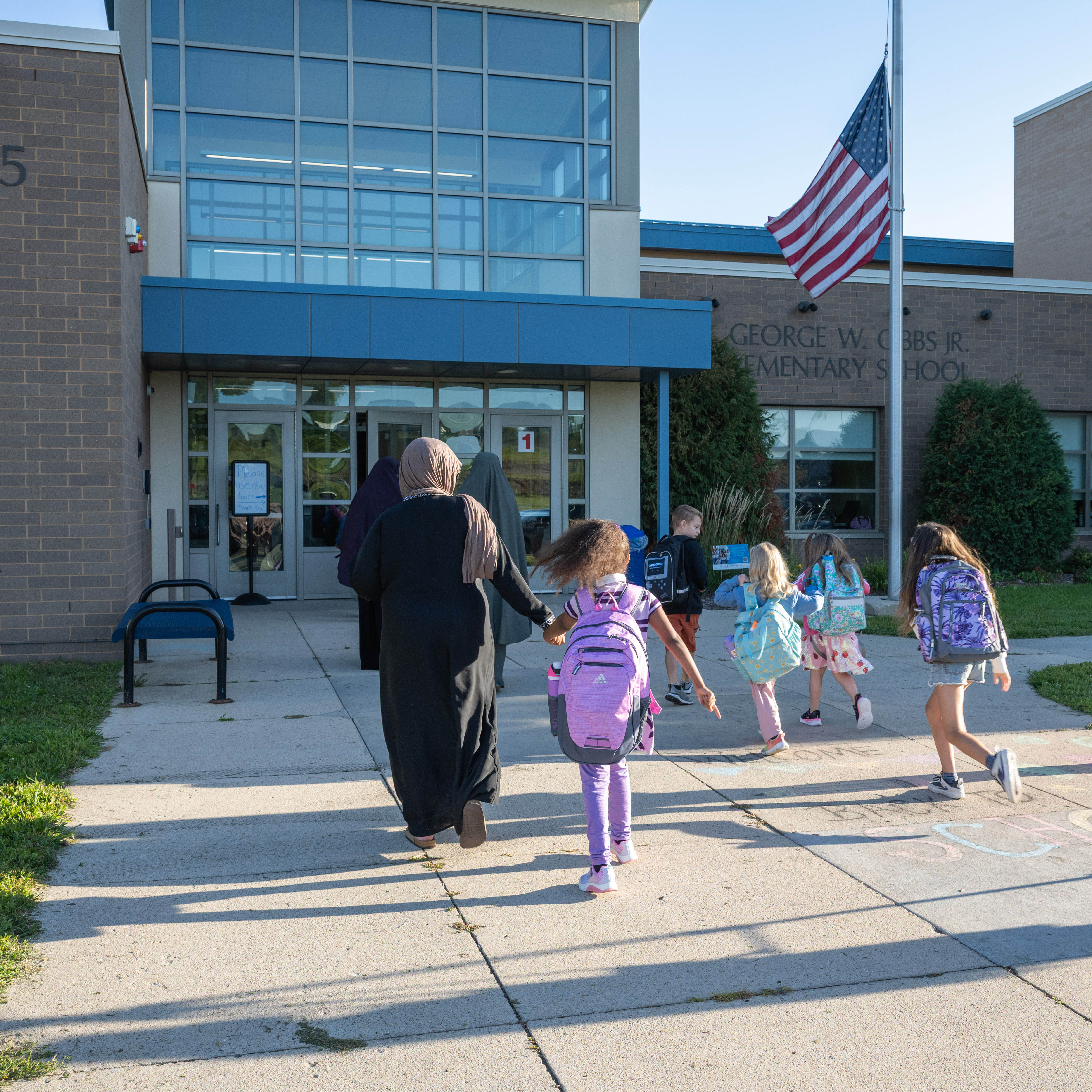 Students entering Gibbs Elementary